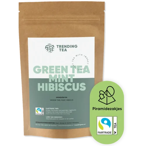 TrendingTea Green Tea Mint Hibiscus piramidezakjes 100st
