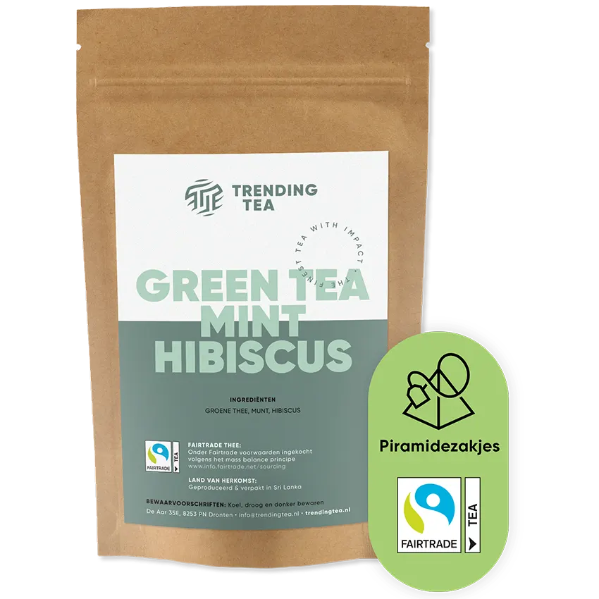 TrendingTea Green Tea Mint Hibiscus piramidezakjes 100st
